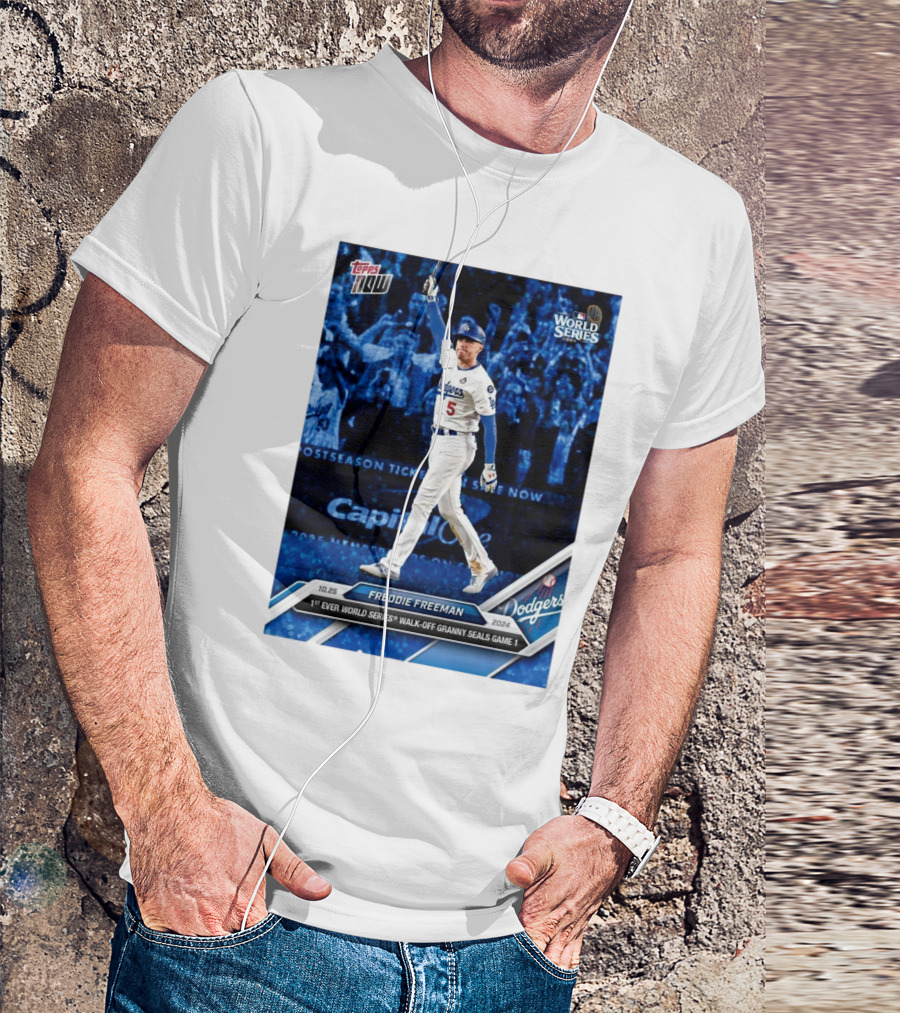 Freddie Freeman Dodgers 1st Ever World Series Walk-Off Granny Seals Game 1 Topps Now T-Shirt