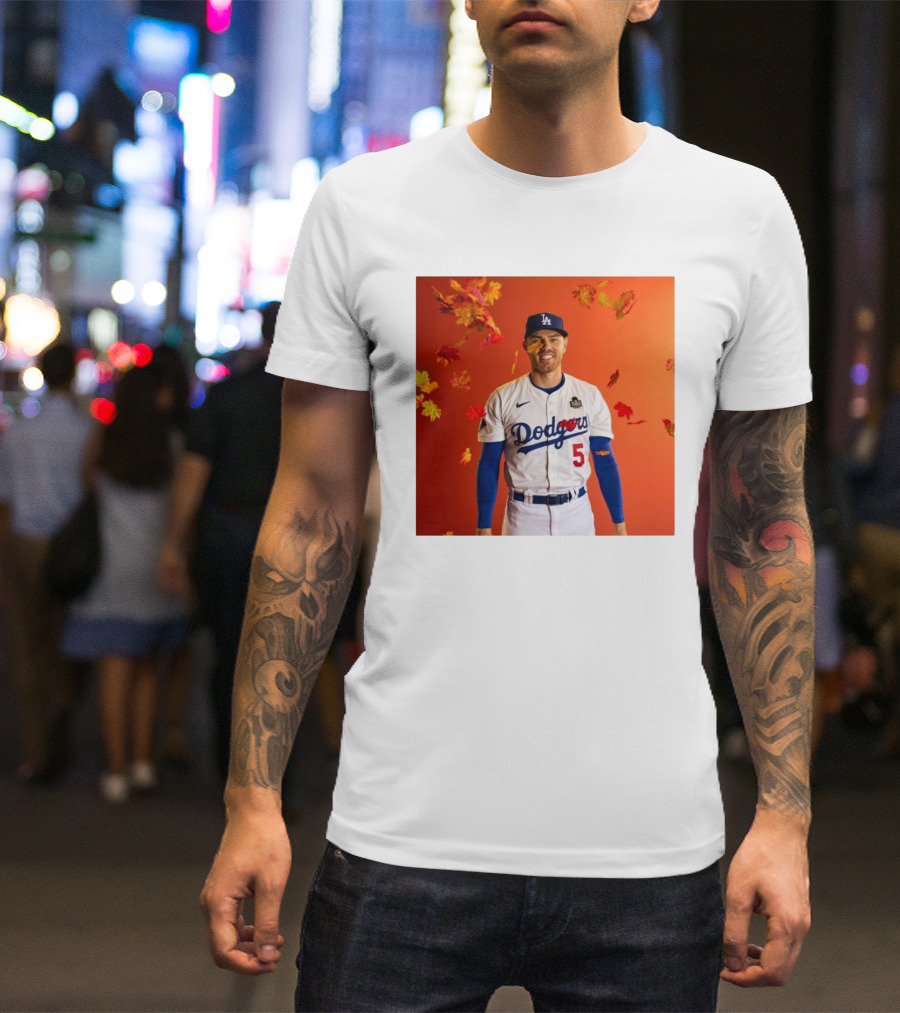 Freddie Freeman Unbe-Leaf-Able Los Angeles Dodgers Autumn Spirit T-Shirt