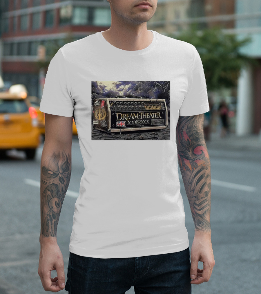 Dream Theater 40th Anniversary Tour London England The O2 October 20 2024 Guitar Amp Union Jack Lightning T-Shirt