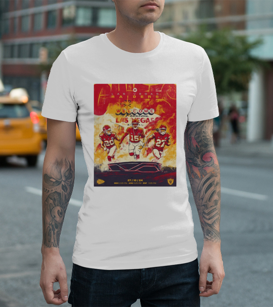 Kansas City Chiefs At Las Vegas Raiders Welcome To Fabulous Las Vegas 27 10 24 NFL Football Matchup T-Shirt