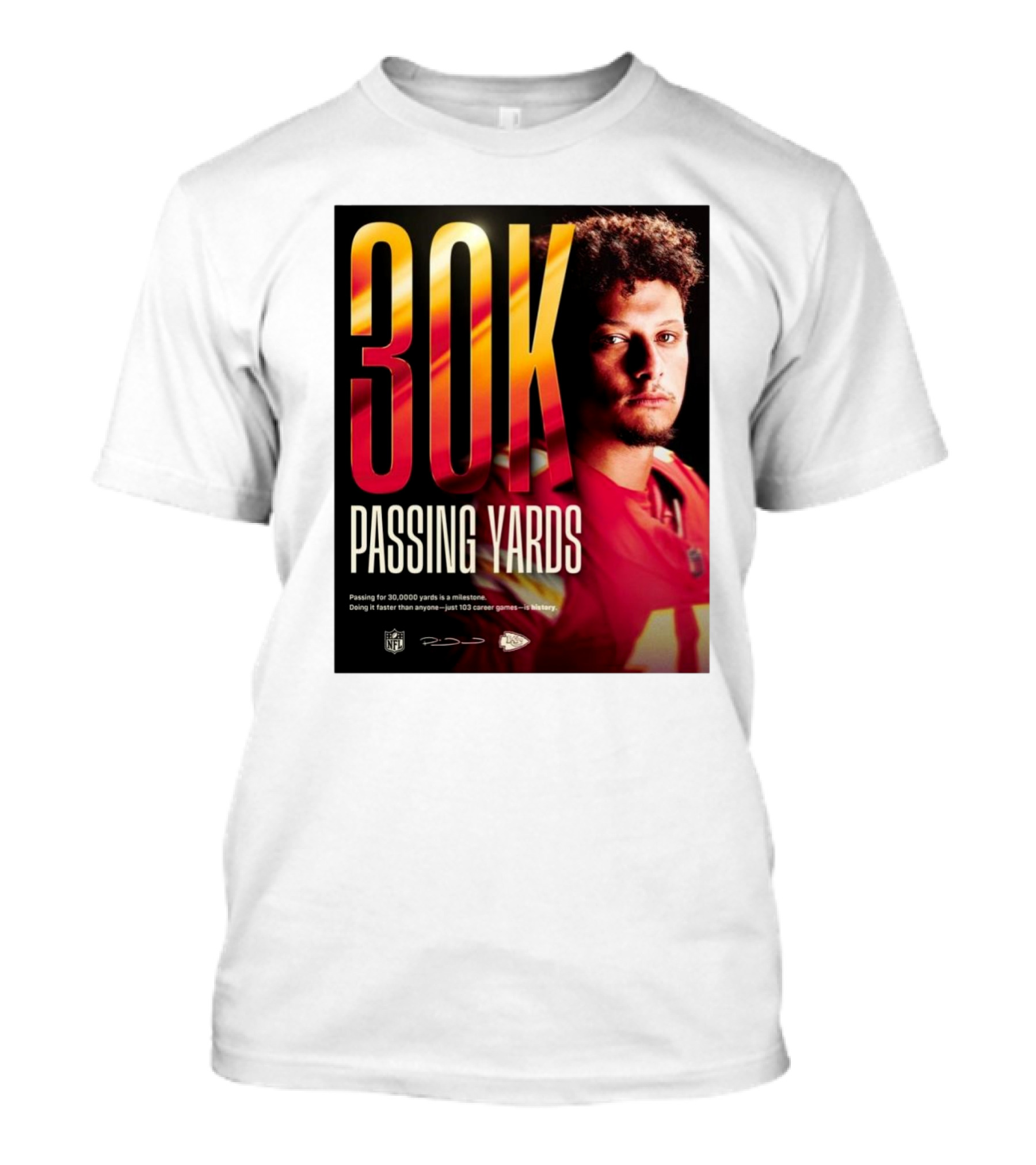 Patrick Mahomes NFL 30K Passing Yards Milestone Kansas City Chiefs T-Shirt