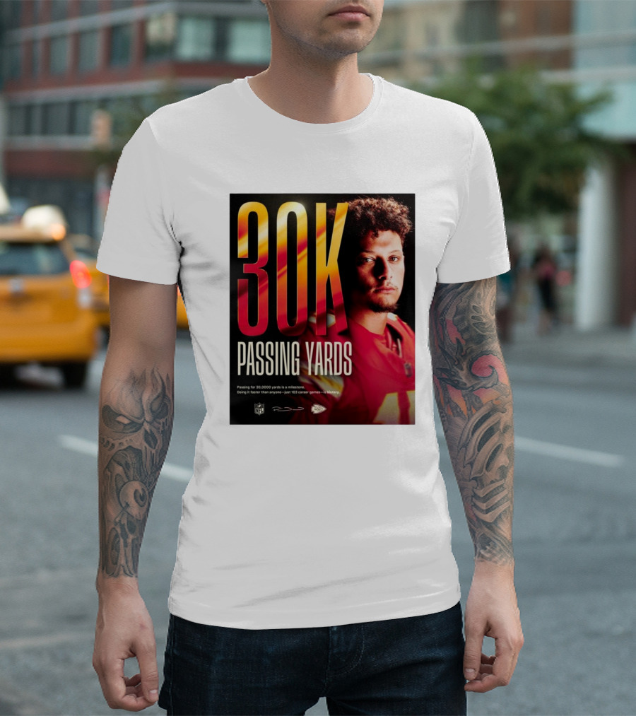 Patrick Mahomes NFL 30K Passing Yards Milestone Kansas City Chiefs T-Shirt