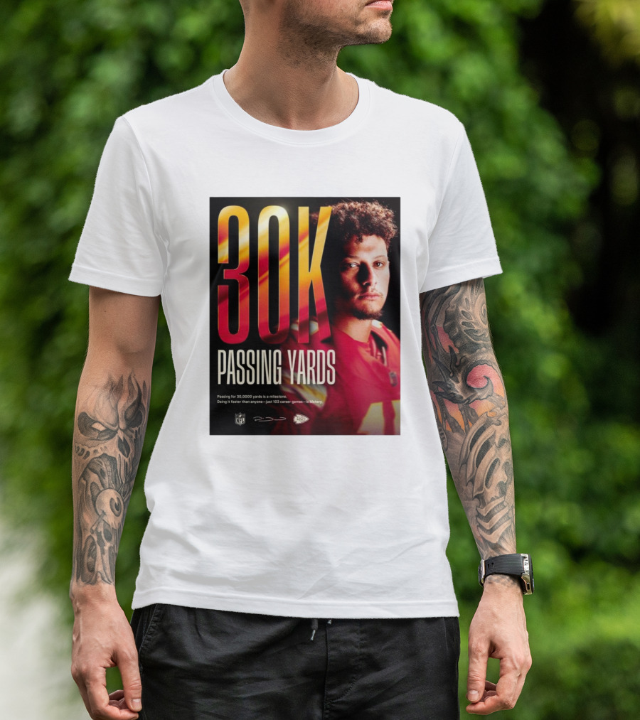 Patrick Mahomes NFL 30K Passing Yards Milestone Kansas City Chiefs T-Shirt