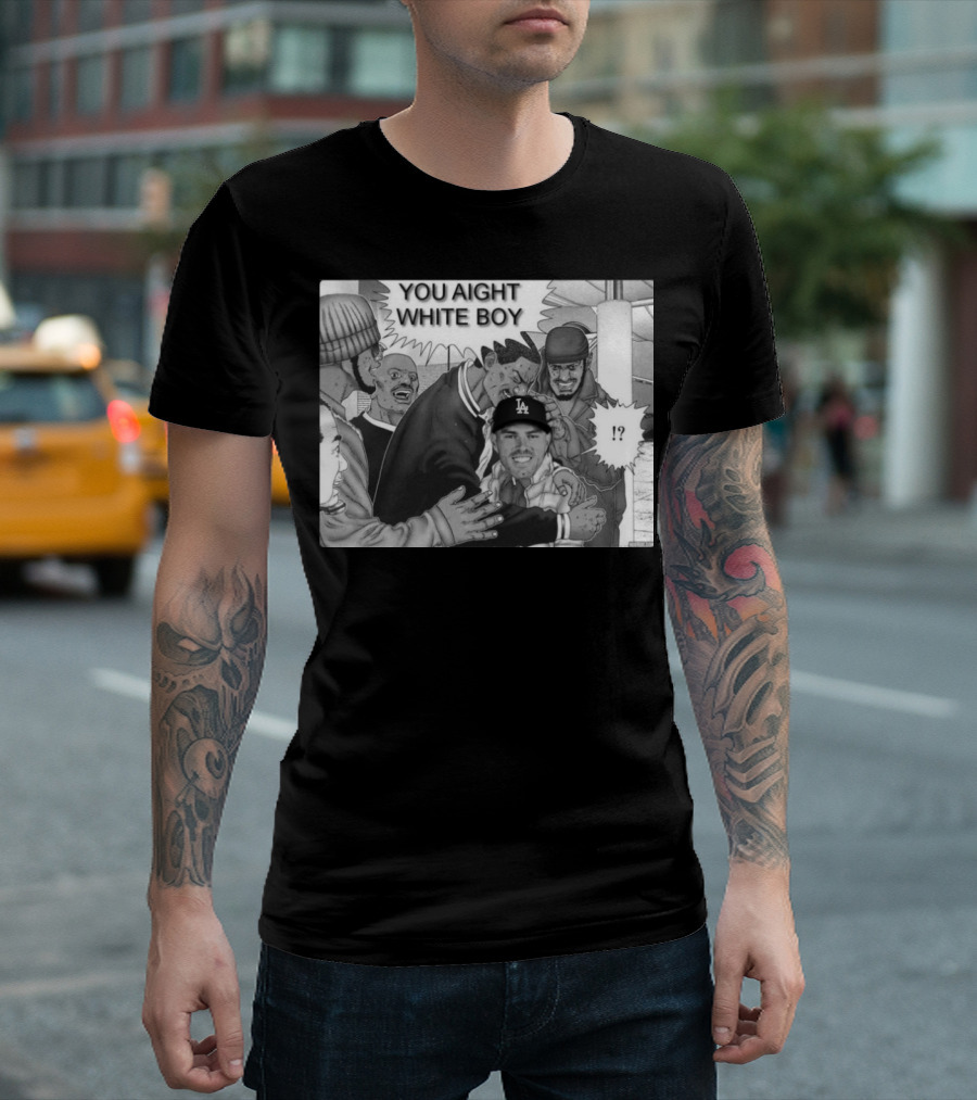 Freddie Freeman LA Dodgers You Aight White Boy Manga T-Shirt