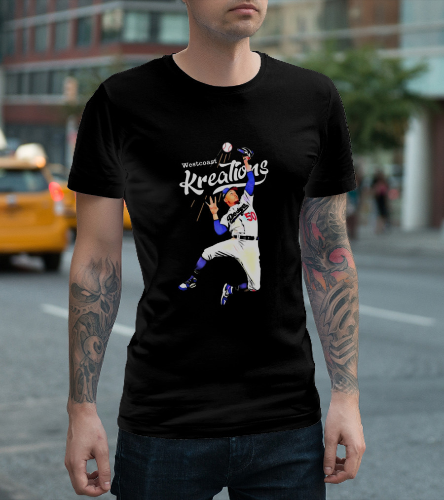 Mookie Betts Los Angeles Dodgers Westcoast Kreations Catching Action T-Shirt