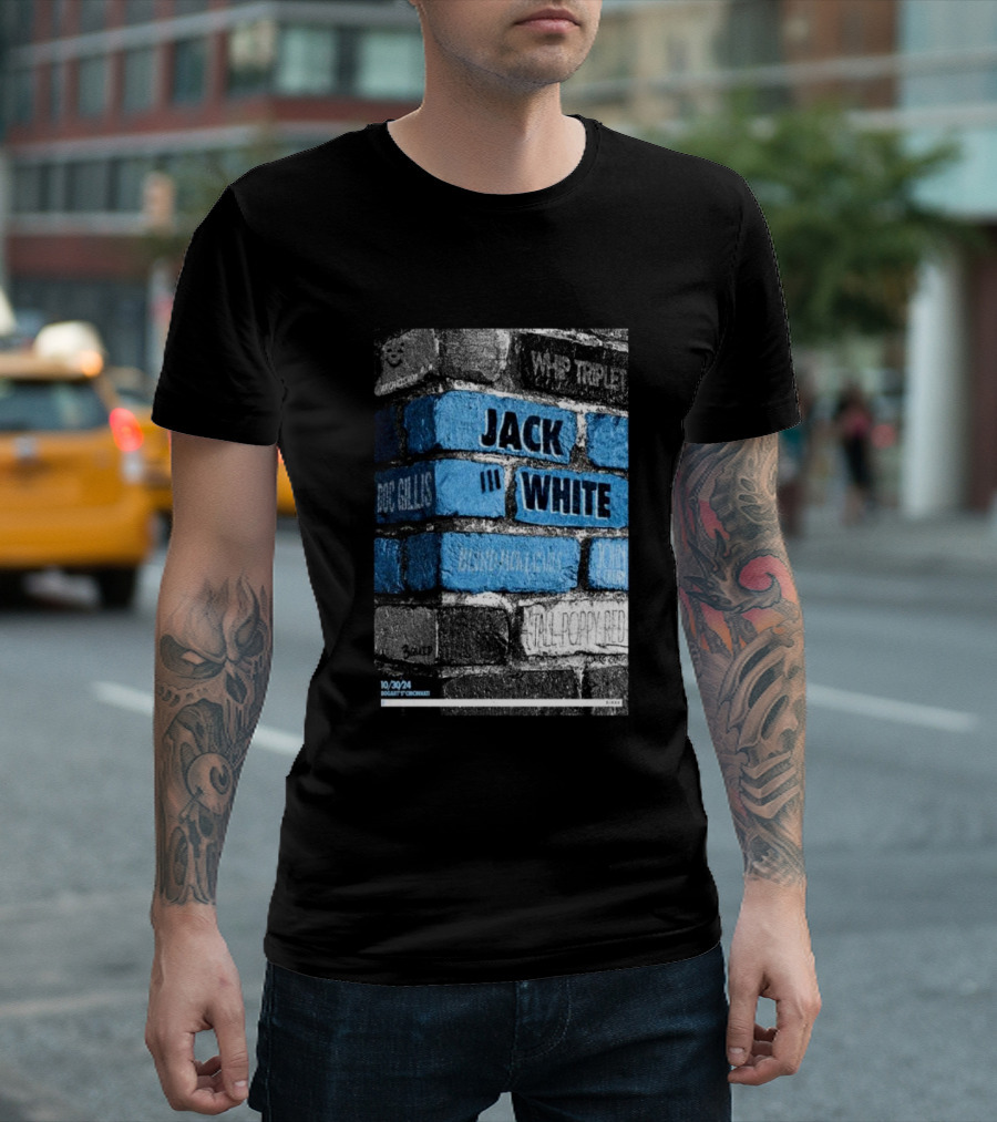 Jack White Concert Poster Oct 30 2024 Bogart's Cincinnati OH Brick Wall T-Shirt