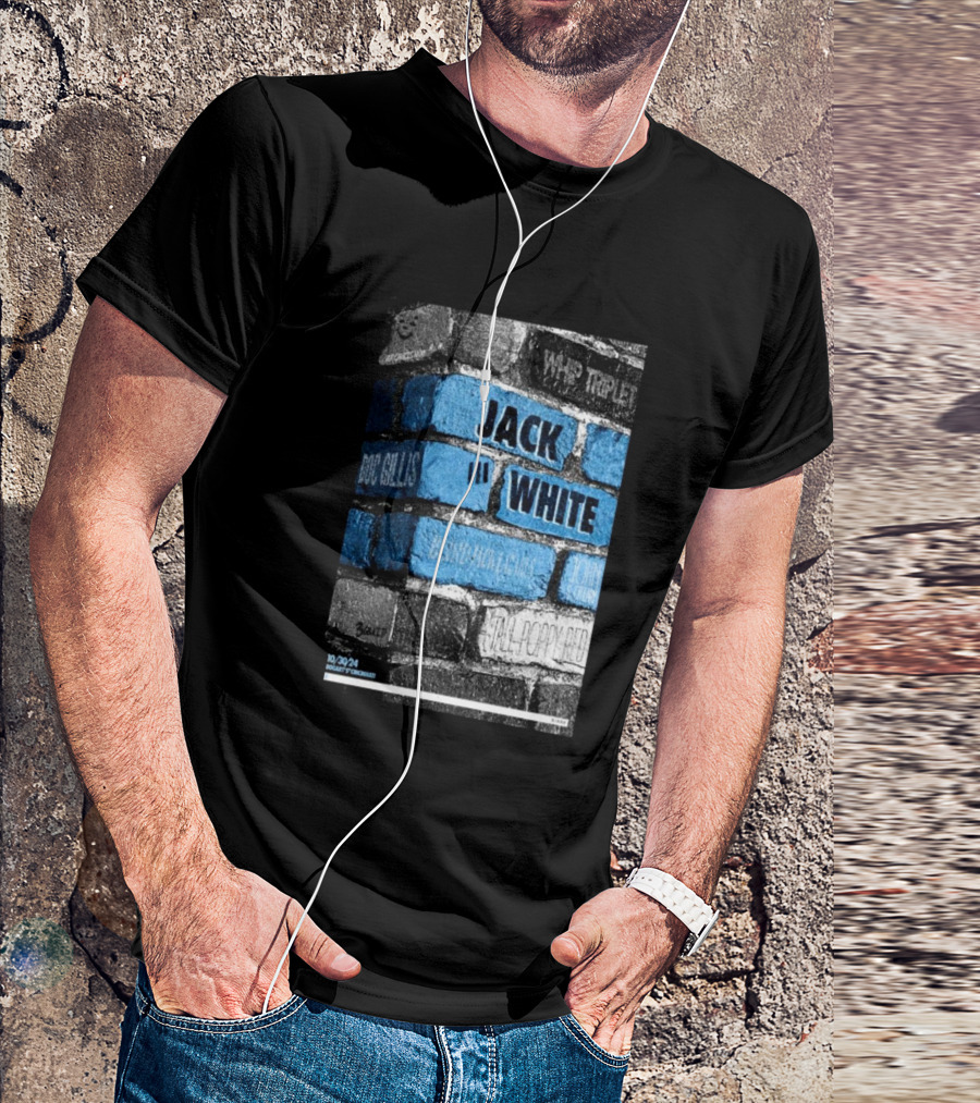 Jack White Concert Poster Oct 30 2024 Bogart's Cincinnati OH Brick Wall T-Shirt
