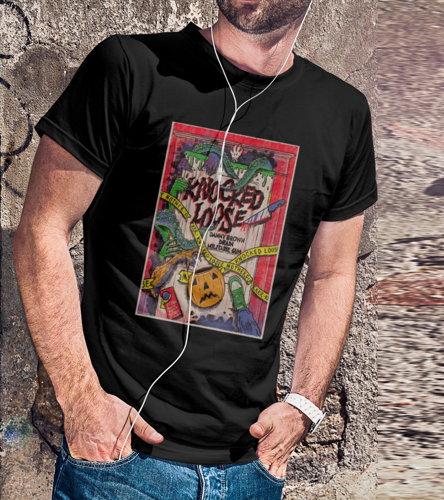 Knocked Loose Danny Brown Drain Militarie Gun Tour Chicago IL Nov 1 2024 Halloween T-Shirt