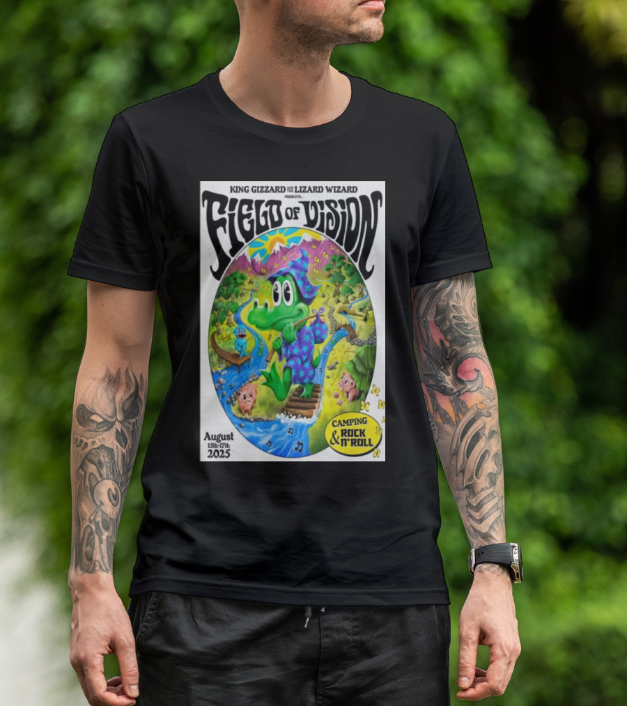 King Gizzard And The Lizard Wizard Field Of Vision August 15-17 2025 Meadow Creek Buena Vista CO Camping Rock And Roll T-Shirt
