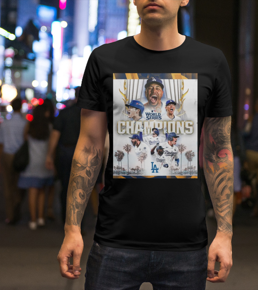 Los Angeles Dodgers World Series Champions Celebration MLB Europe T-Shirt