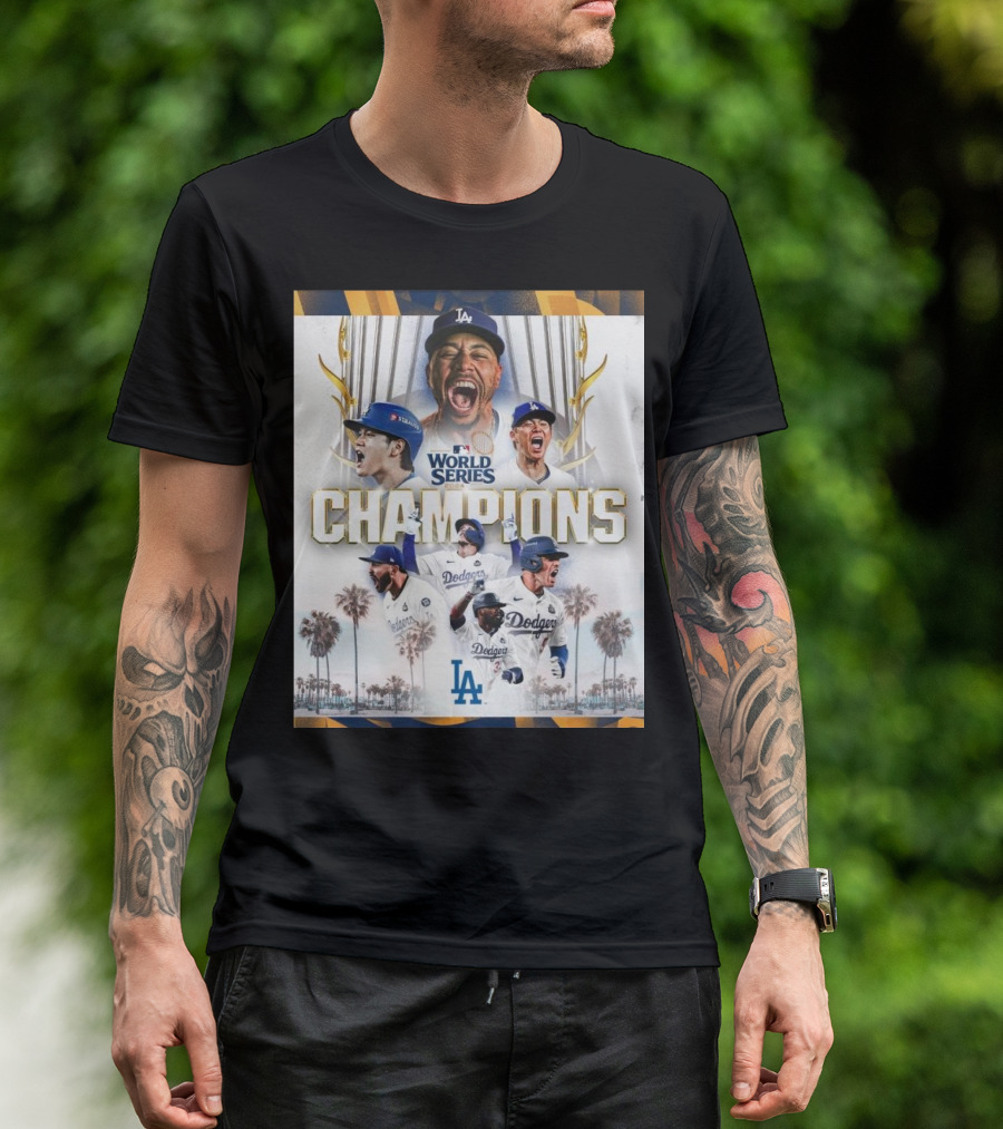 Los Angeles Dodgers World Series Champions Celebration MLB Europe T-Shirt