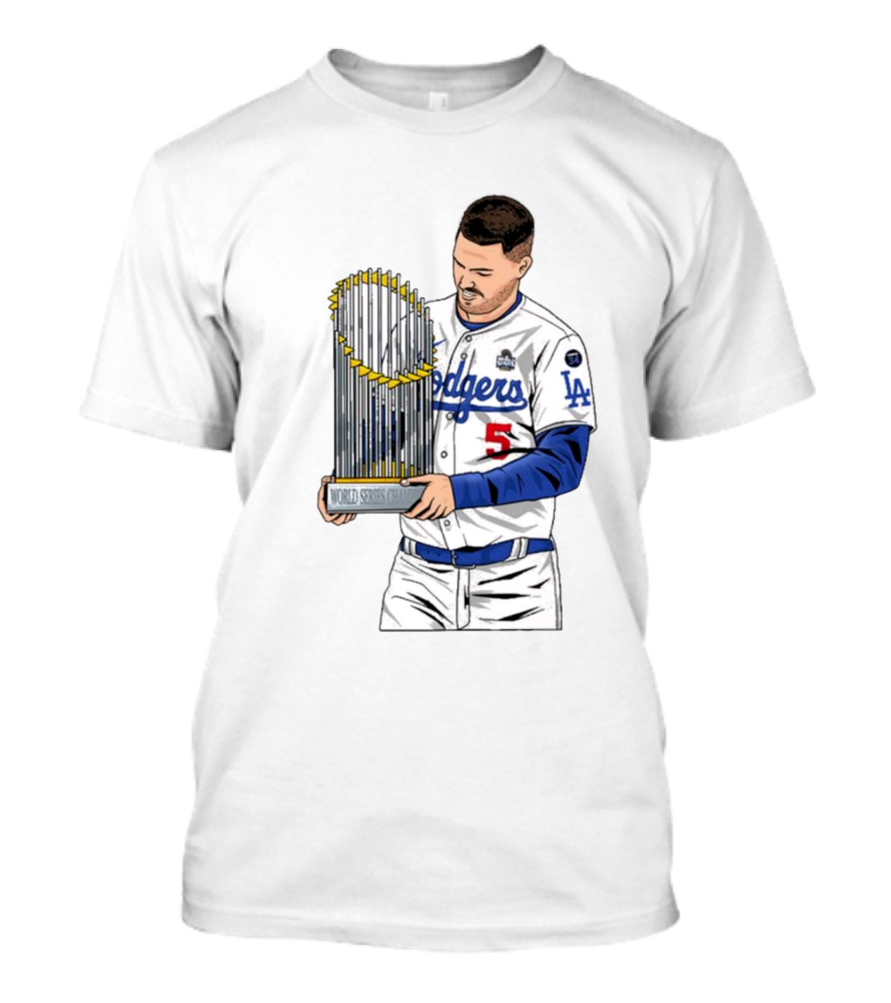 Freddie Freeman Los Angeles Dodgers MLB World Series Champions Trophy T-Shirt