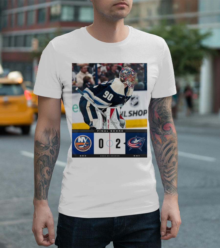 New York Islanders 0-2 Columbus Blue Jackets NHL 2023-24 Season Final Score T-Shirt