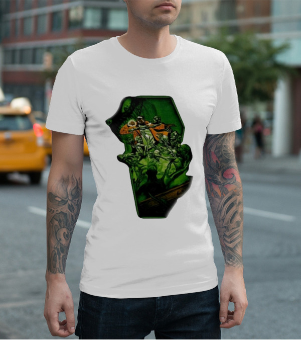 You Only Die 1nce SS Freddie Gibbs Zombie Battle Green Scene T-Shirt
