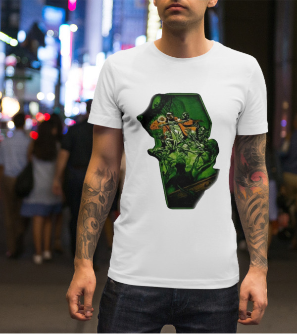 You Only Die 1nce SS Freddie Gibbs Zombie Battle Green Scene T-Shirt