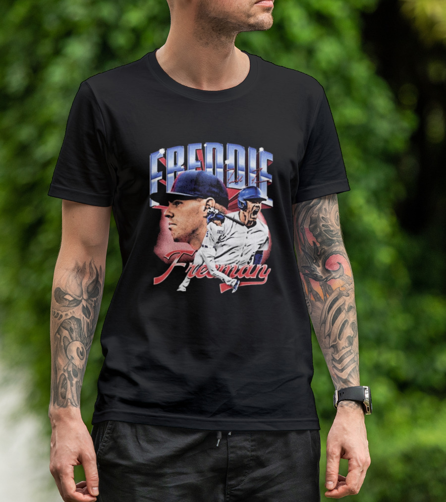 Freddie Freeman Los Angeles Dodgers Vintage Collage MLB Signature T-Shirt