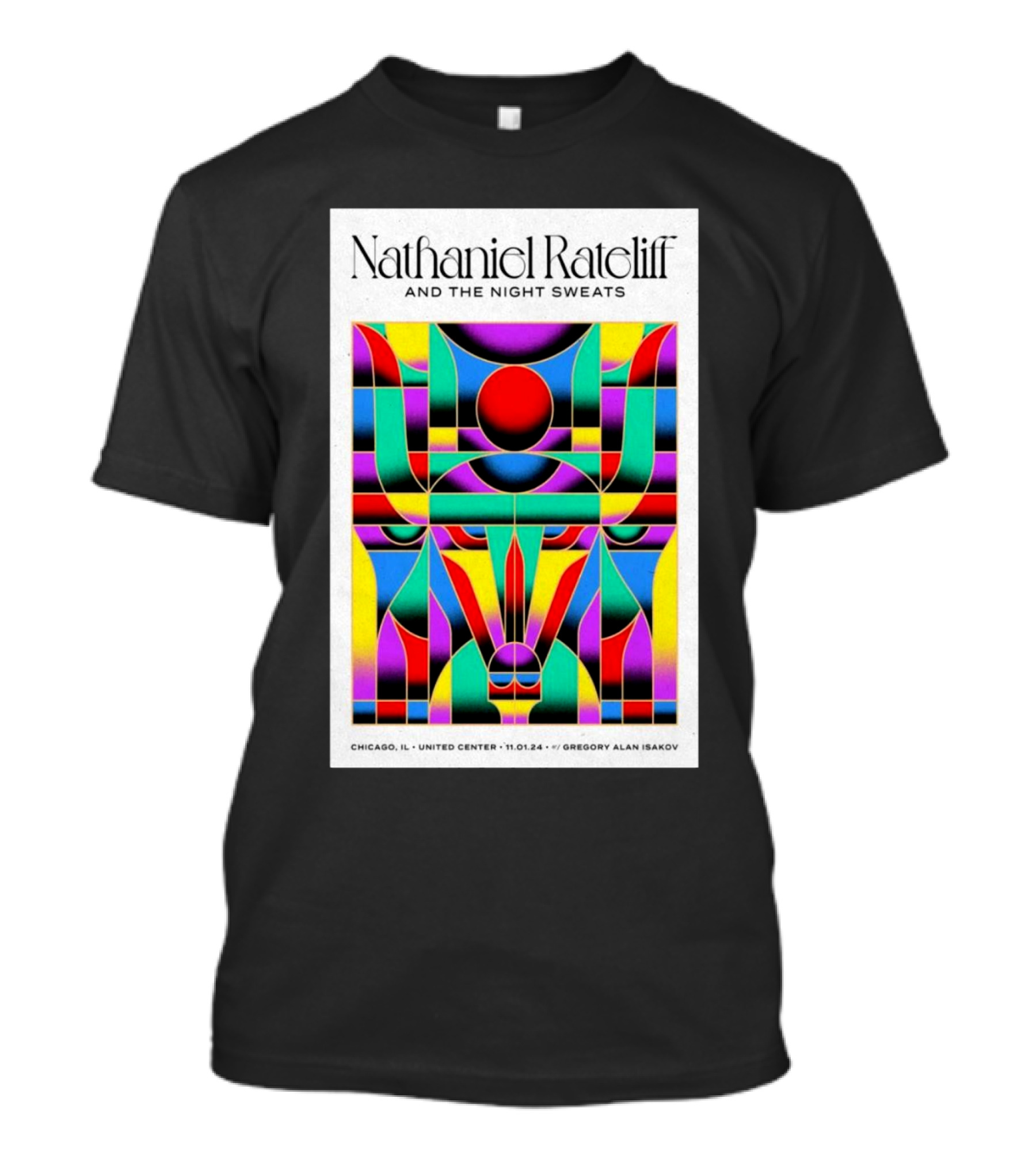 Nathaniel Rateliff And The Night Sweats United Center Chicago IL 11 01 2024 Gregory Alan Isakov T-Shirt