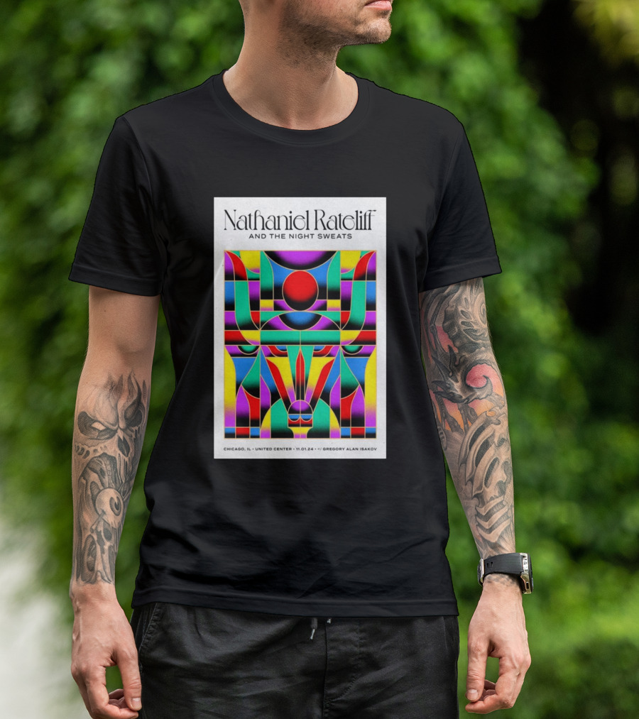 Nathaniel Rateliff And The Night Sweats United Center Chicago IL 11 01 2024 Gregory Alan Isakov T-Shirt