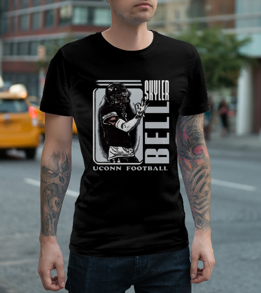 Skyler Bell Uconn Football Player Action Pose T-Shirt