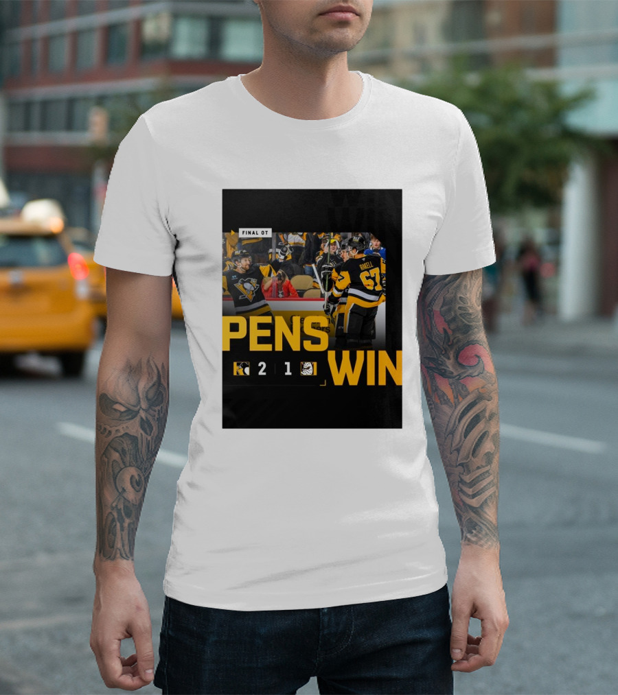 Final OT Pens Win 2-1 Pittsburgh Penguins Sidney Crosby Scores Against Anaheim Ducks T-Shirt