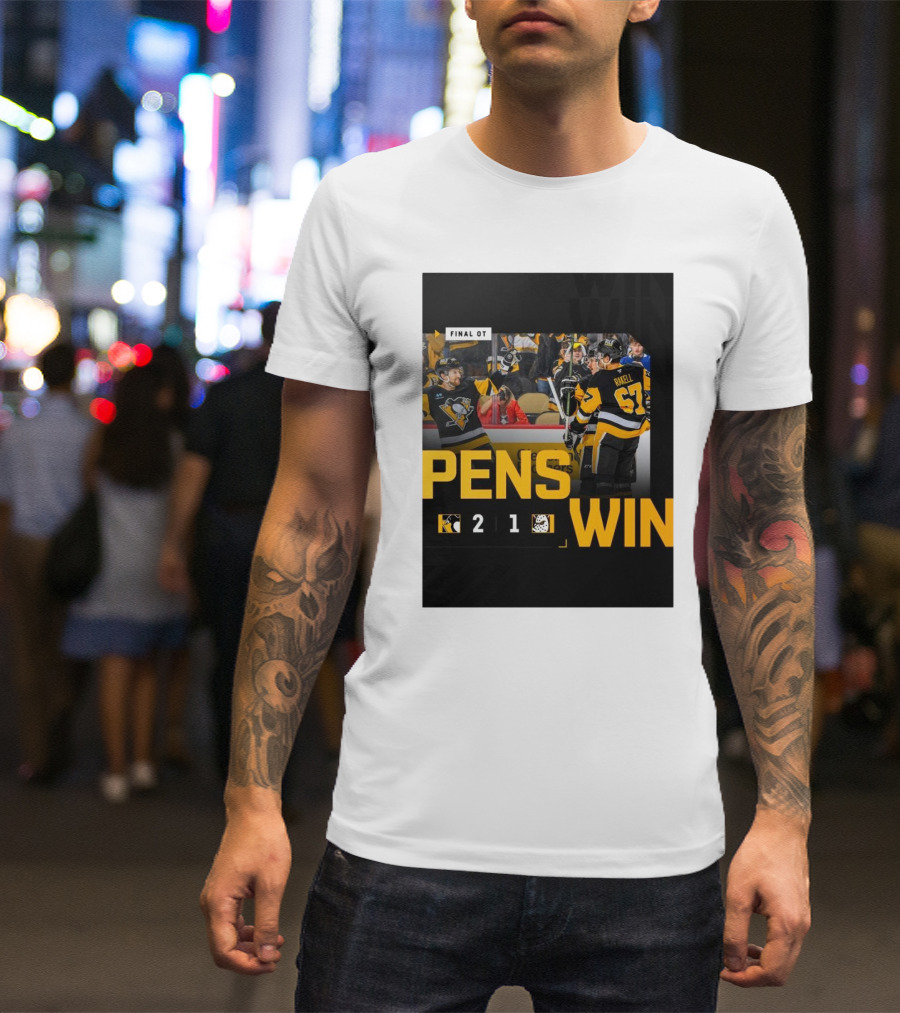 Final OT Pens Win 2-1 Pittsburgh Penguins Sidney Crosby Scores Against Anaheim Ducks T-Shirt