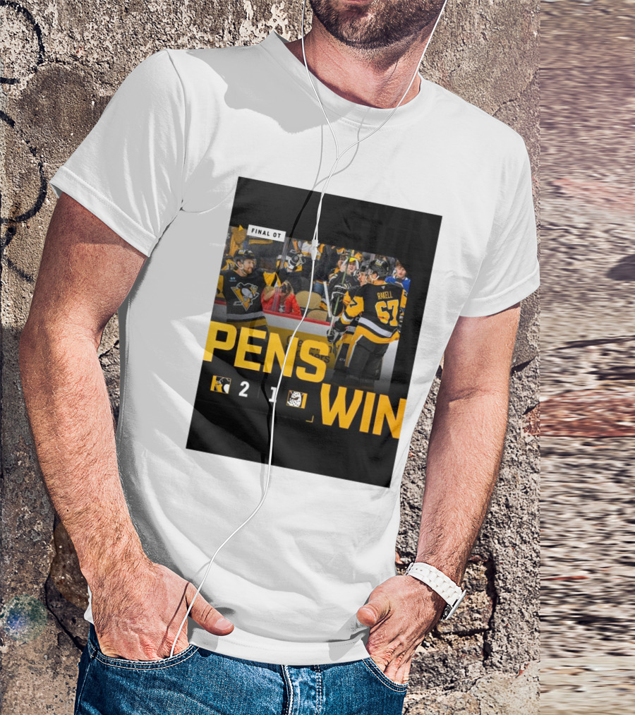 Final OT Pens Win 2-1 Pittsburgh Penguins Sidney Crosby Scores Against Anaheim Ducks T-Shirt