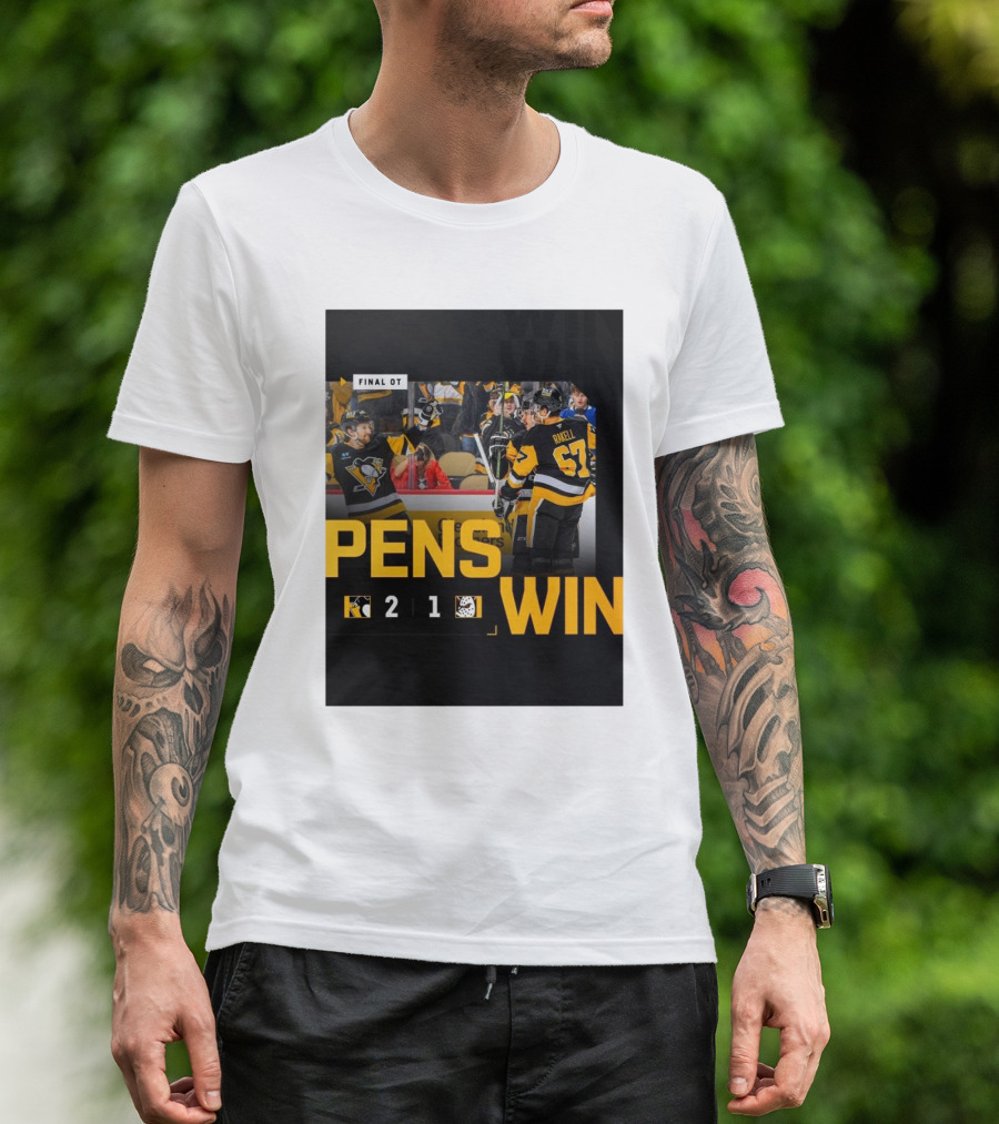 Final OT Pens Win 2-1 Pittsburgh Penguins Sidney Crosby Scores Against Anaheim Ducks T-Shirt