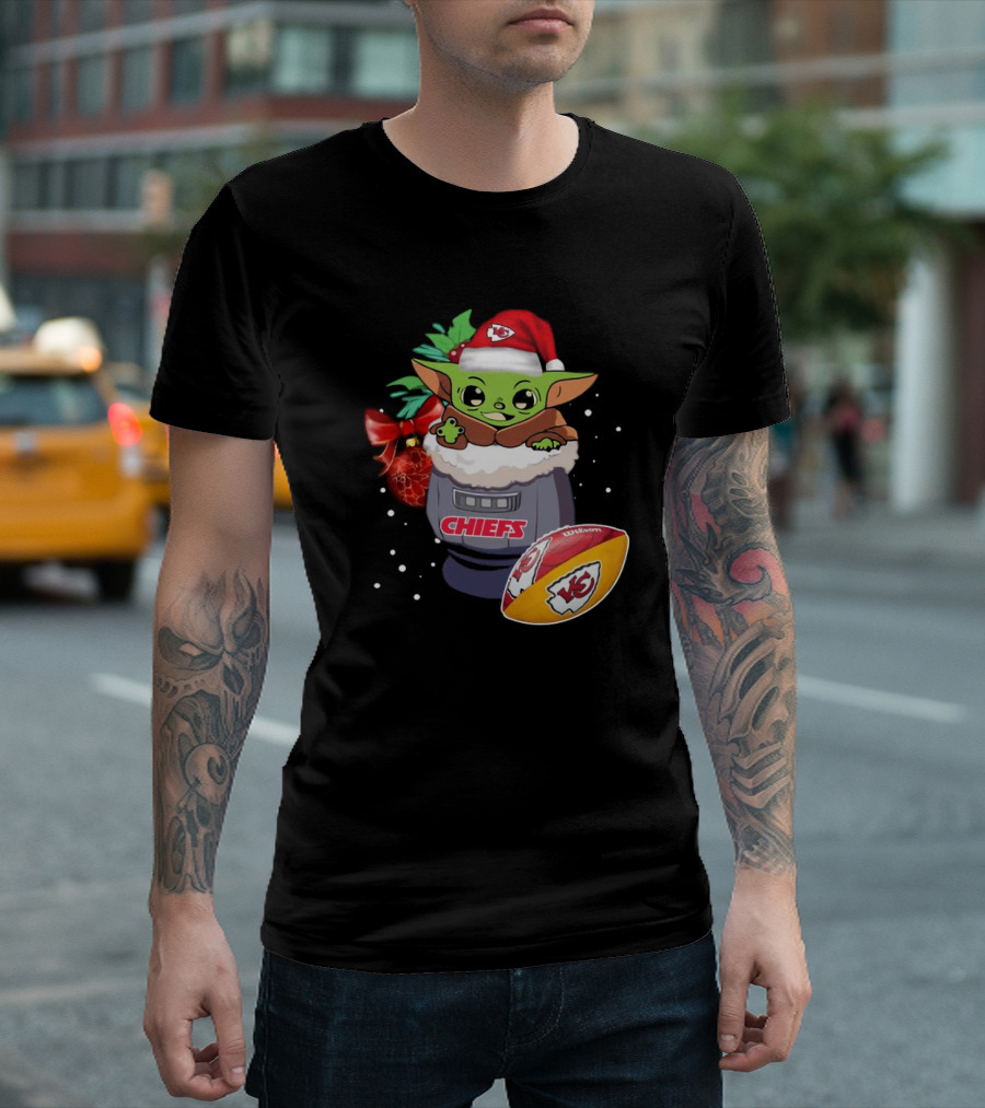 Baby Yoda Kansas City Chiefs Christmas 2024 Star Wars Football T-Shirt