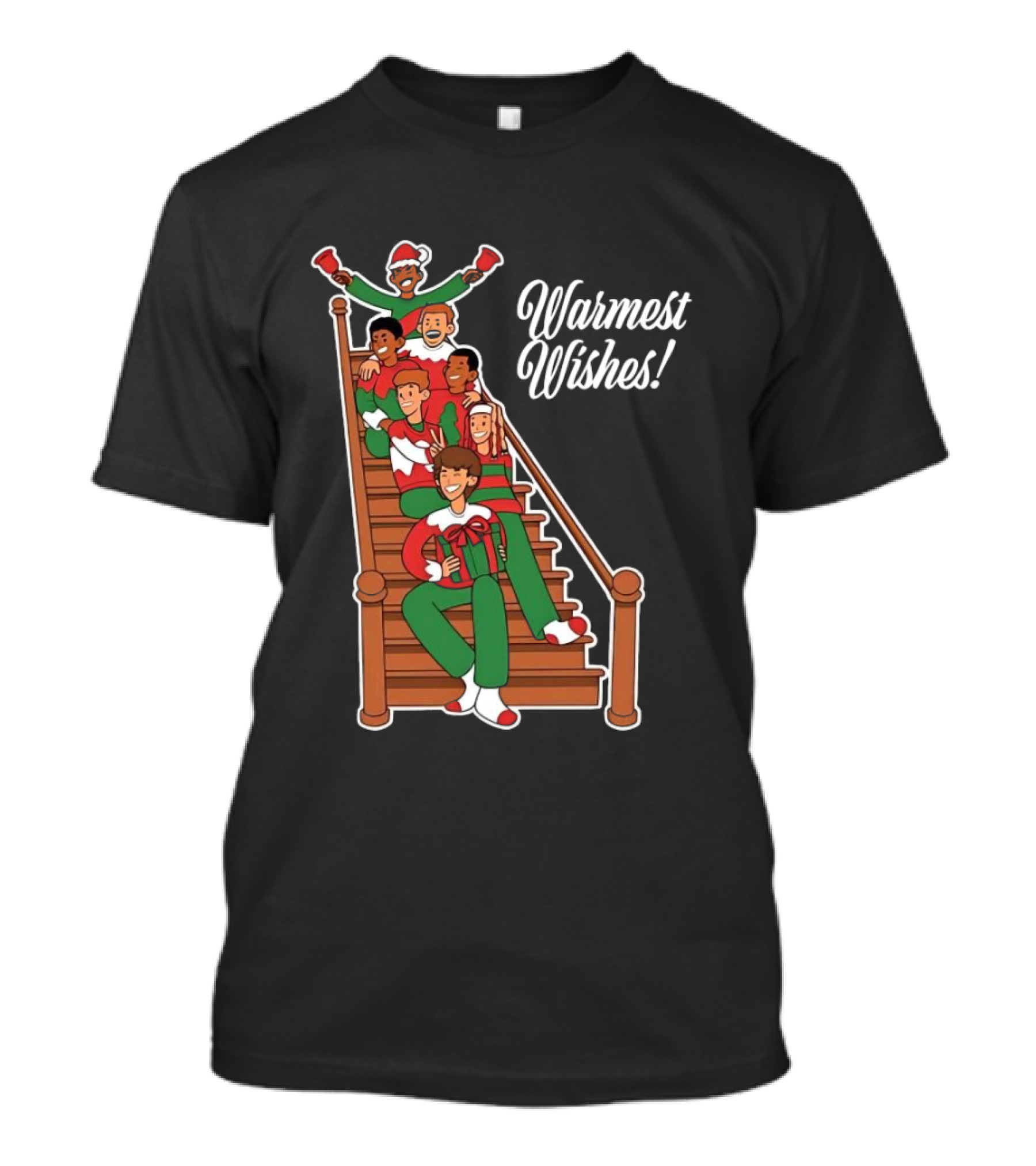 Baylen Levine Warmest Wishes Holiday Sweat2024 Stairs Christmas Characters T-Shirt
