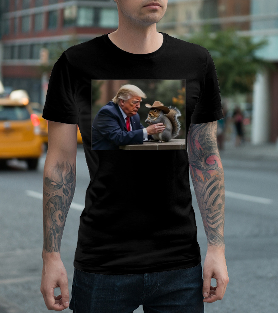 Donald Trump Justice For Peanut 2024 Cowboy Hat Squirrel Interaction T-Shirt