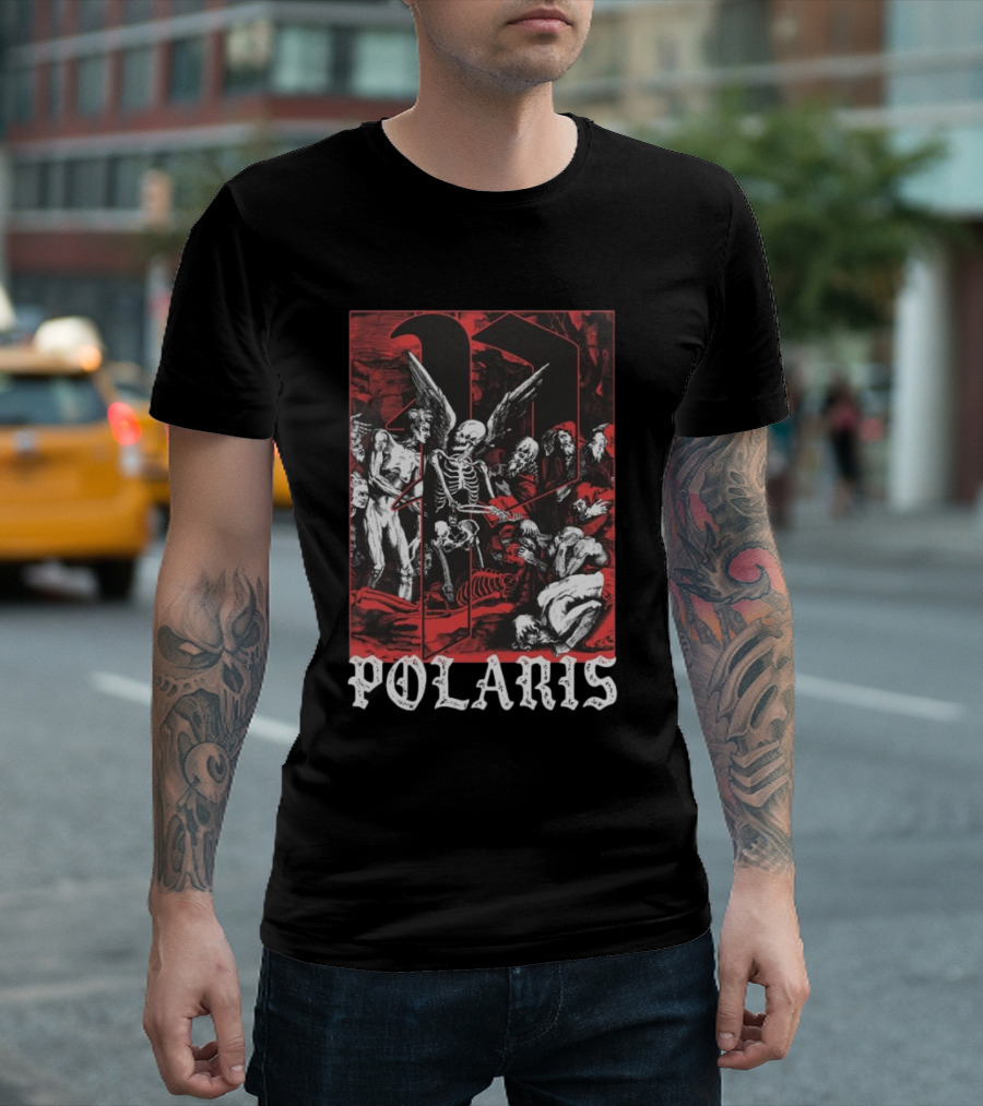 Polaris P Gothic Skeleton and Angels Art Down Right Merch T-Shirt