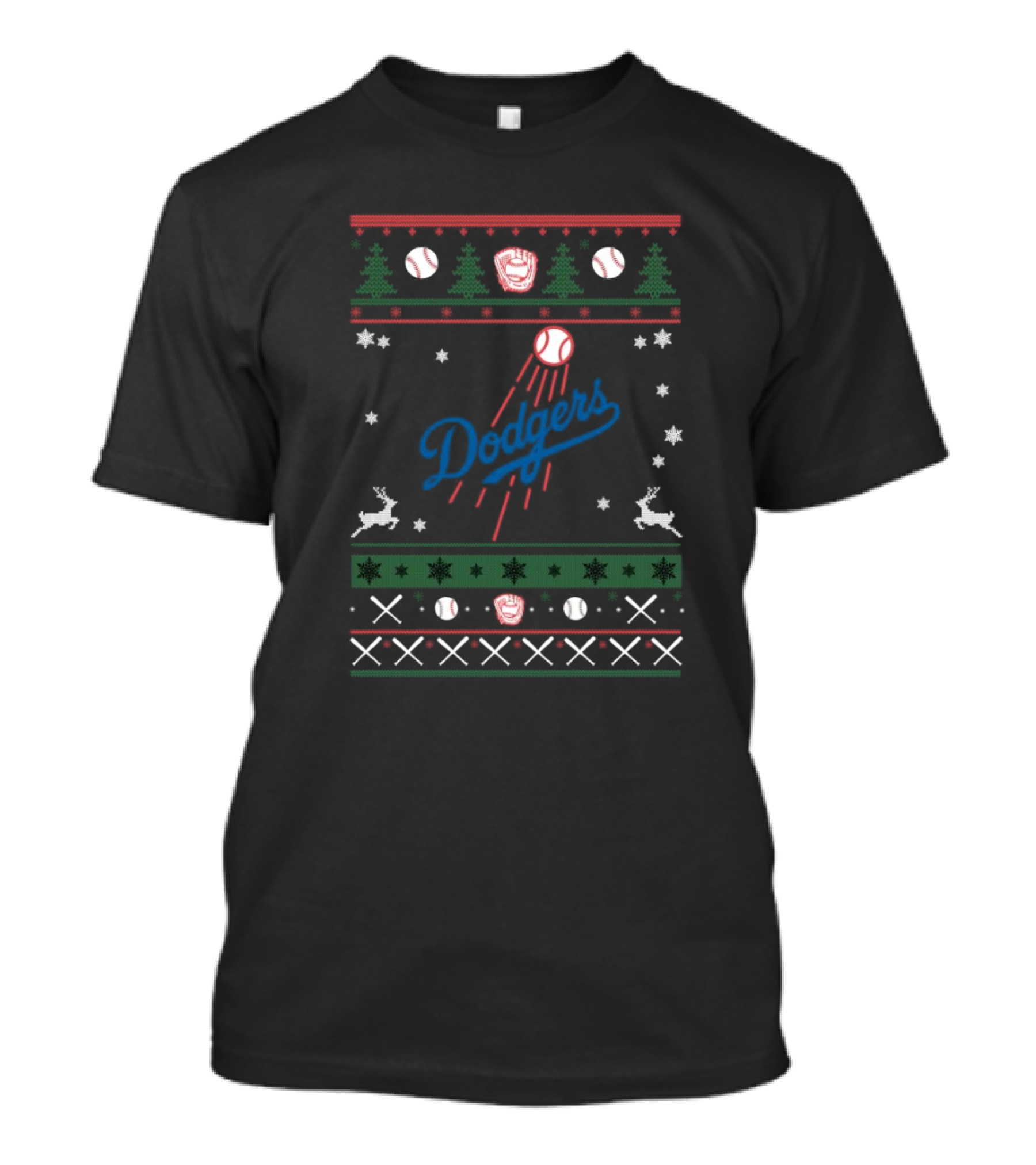 Dodgers Christmas 2024 Ugly Sweater Baseball Holiday MLB T-Shirt