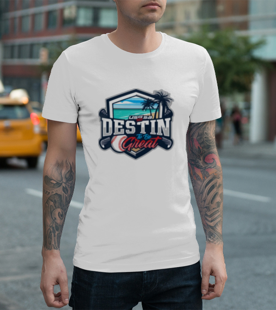 USSSA Destin To Be Great Baseball Event with Beach and Palm Trees November 16-17 T-Shirt