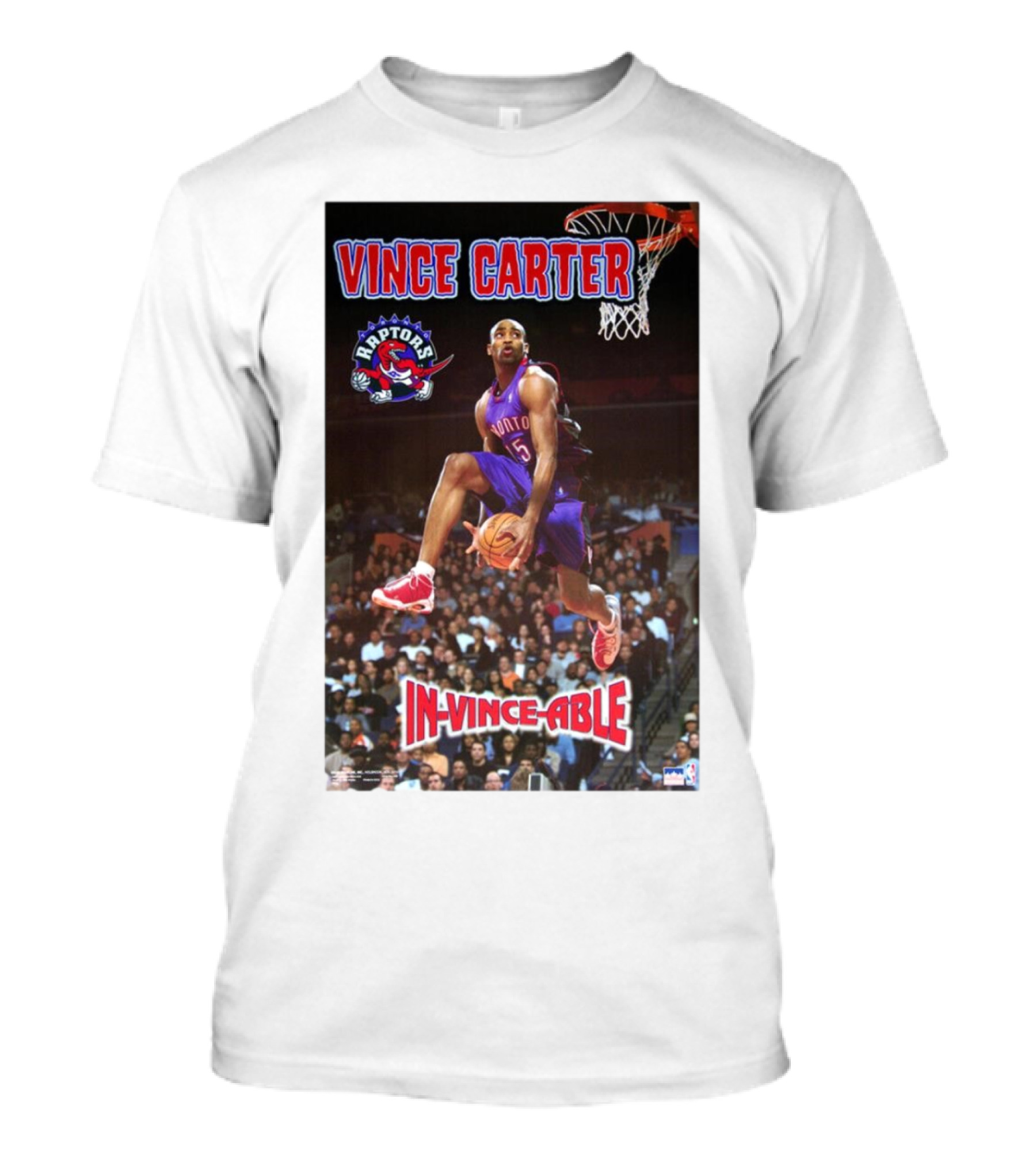 Vince Carter Toronto Raptors In-Vince-Able Basketball Dunk T-Shirt
