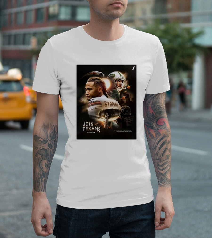 Jets vs Texans NFL Showdown Featuring Stroud Anderson Rodgers Adams Halloween Night 8:15 PM ET T-Shirt