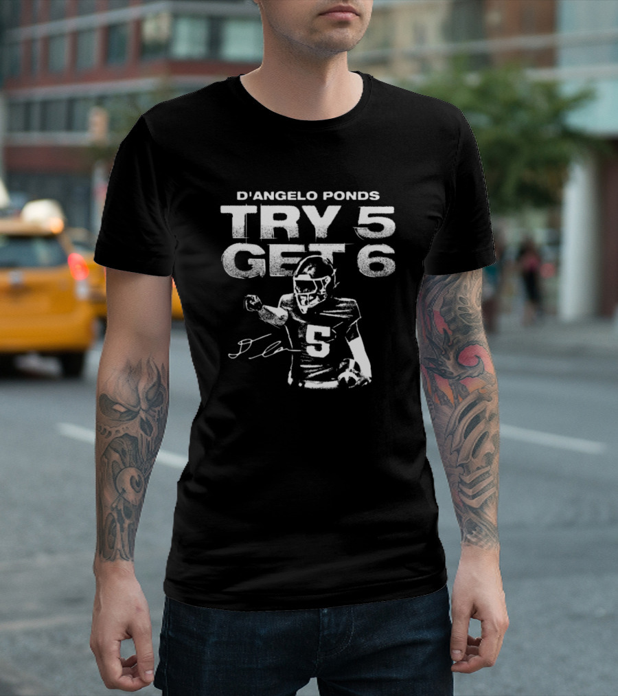 D'Angelo Ponds Try 5 Get 6 Indiana Hoosiers Football Signature T-Shirt