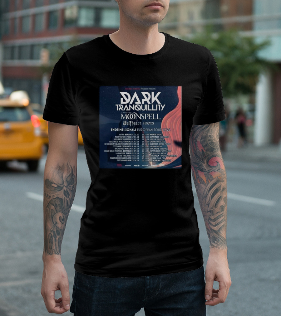Dark Tranquillity Moonspell Wolfheart Hinayana Endtime Signals European Tour T-Shirt
