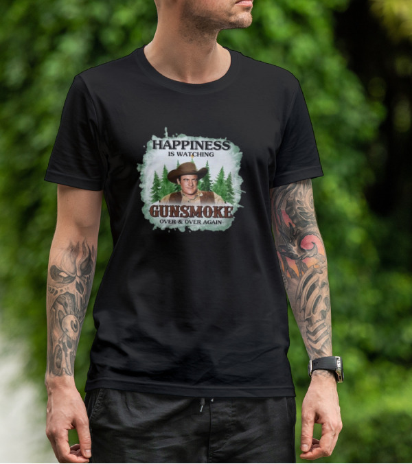 Happiness Is Watching Gunsmoke Over And Over Again Merry Christmas T-Shirt