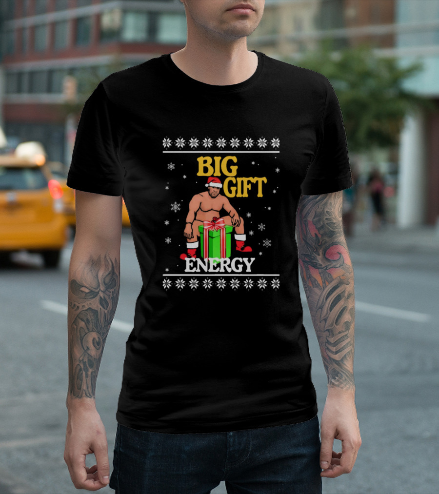 Naughty Big Gift Energy Barry Wood Ugly Christmas Sweaters 2024 Santa Hat Present Boxer T-Shirt