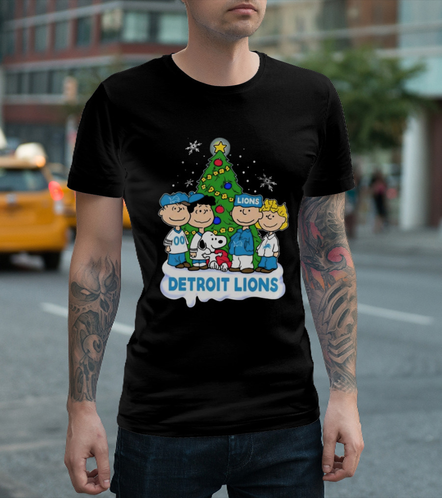 Peanuts Detroit Lions Merry Christmas T-Shirt
