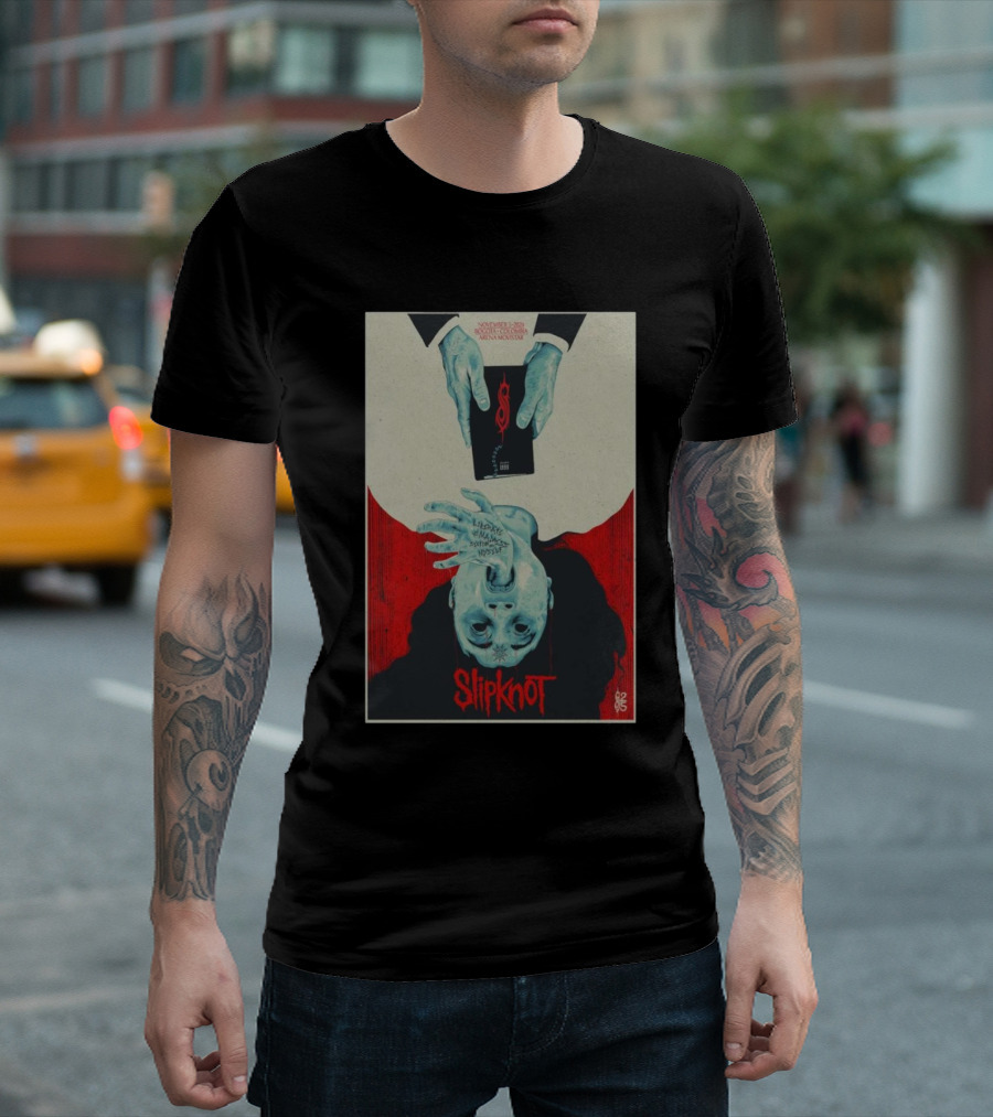 Slipknot Nov 5 2024 Movistar Arena Bogotá Colombia Red and Blue T-Shirt