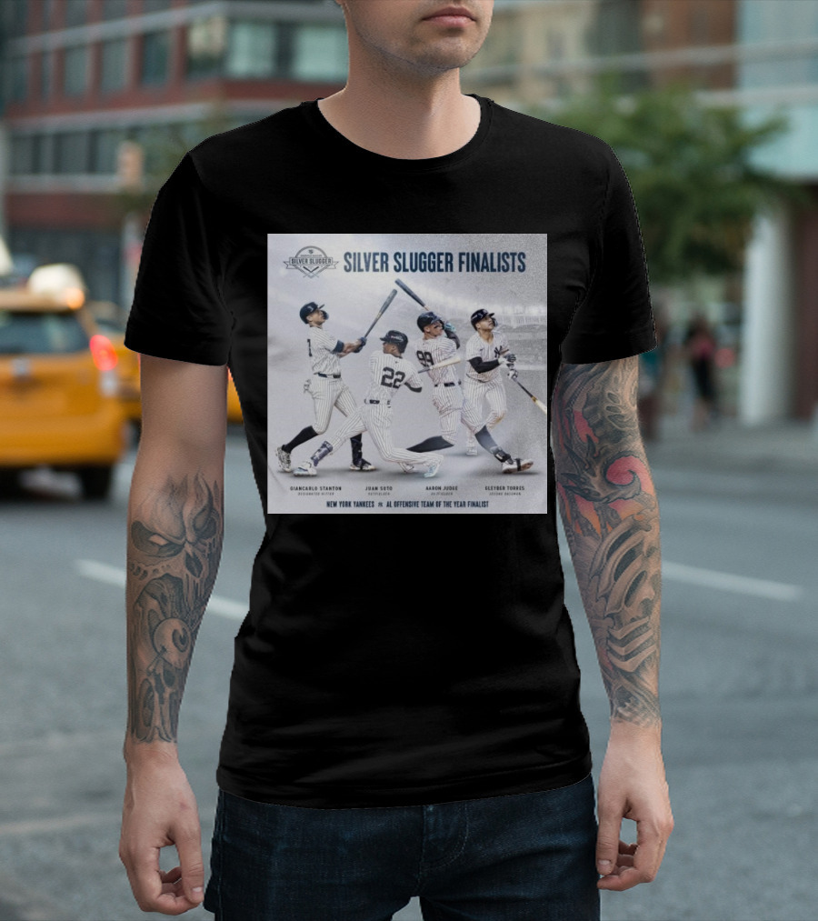 NY Yankees Silver Slugger Finalists Giancarlo Stanton Juan Soto Aaron Judge Gleyber Torres AL Offensive Team of the Year Finalist T-Shirt
