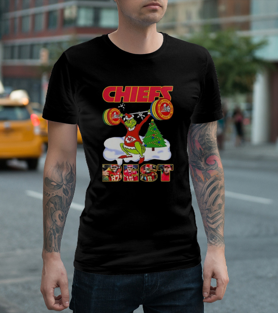 Chiefs Grinch Lifting Weights Christmas Tree NFL 2025 Best T-Shirt