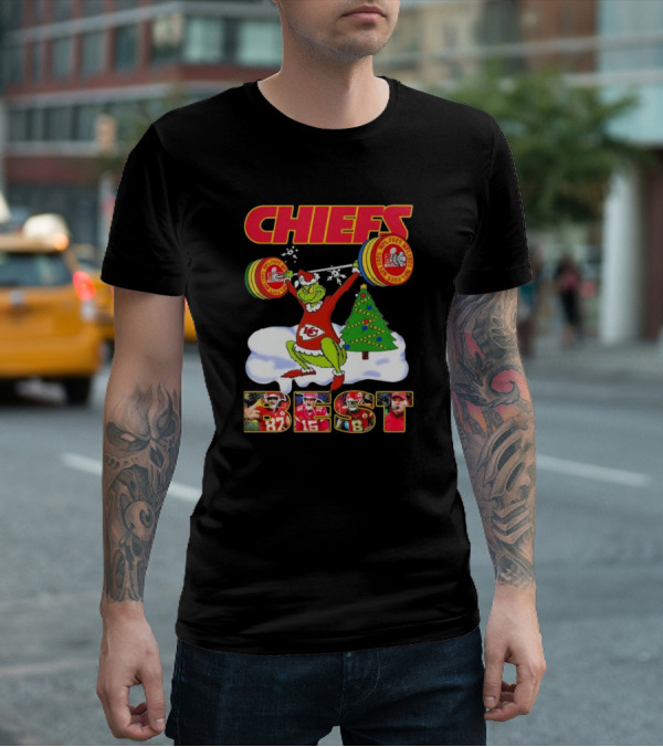 Chiefs Grinch Lifting Weights Christmas Tree NFL 2025 Best T-Shirt