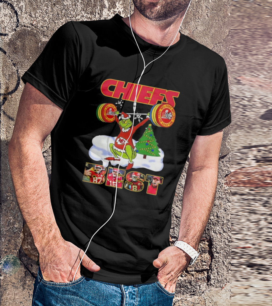 Chiefs Grinch Lifting Weights Christmas Tree NFL 2025 Best T-Shirt
