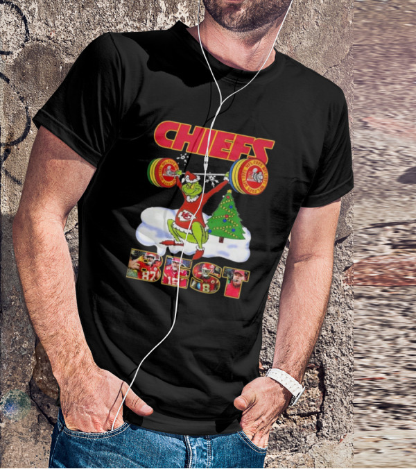 Chiefs Grinch Lifting Weights Christmas Tree NFL 2025 Best T-Shirt
