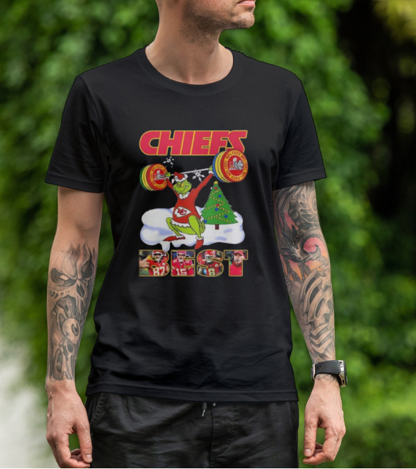 Chiefs Grinch Lifting Weights Christmas Tree NFL 2025 Best T-Shirt