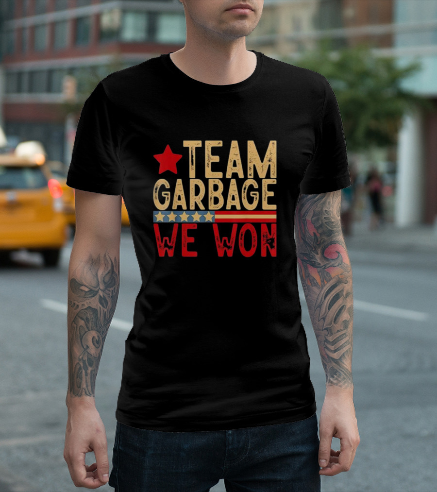 Team Garbage We Won Red Star and Stripes 2024 Elections T-Shirt