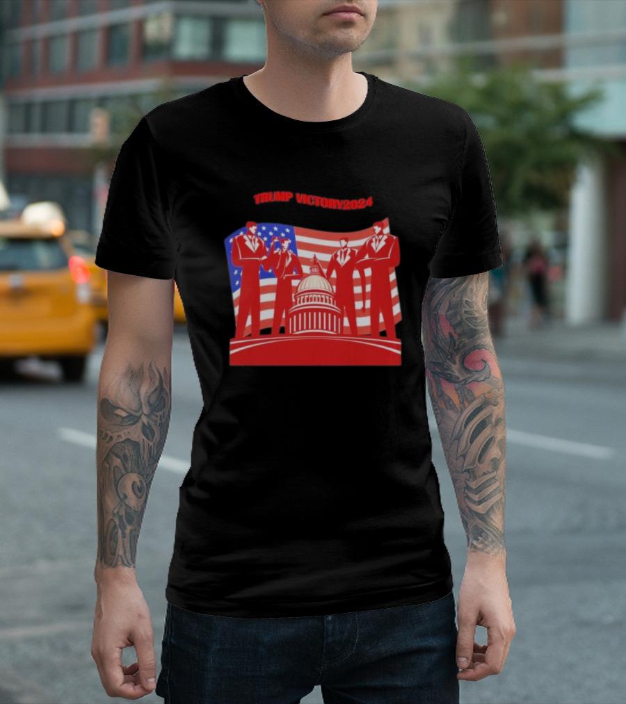 Trump Victory 2024 Patriotic Political American Flag Capitol T-Shirt