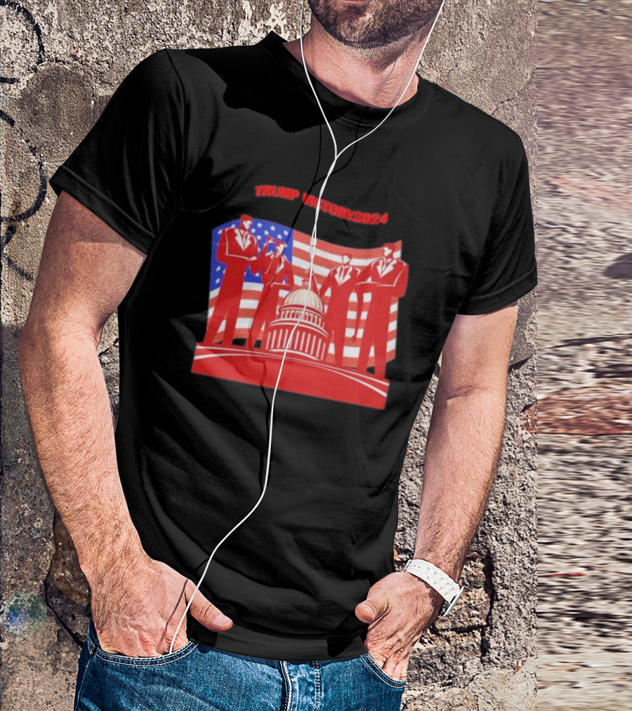 Trump Victory 2024 Patriotic Political American Flag Capitol T-Shirt